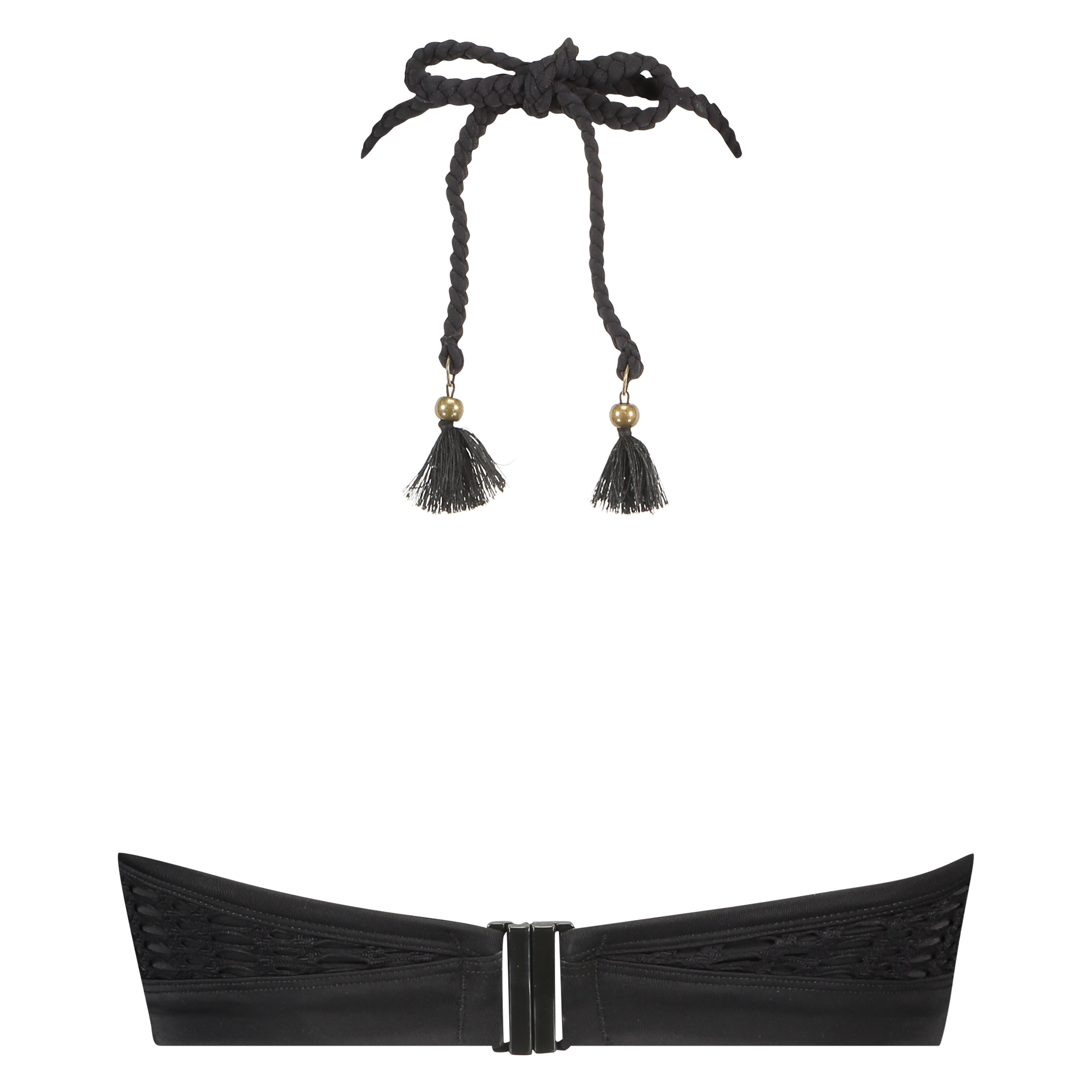 Haut de bikini Croptop à armatures Borneo Mesh, Noir, main