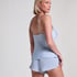 Short en satin Minimal, Bleu