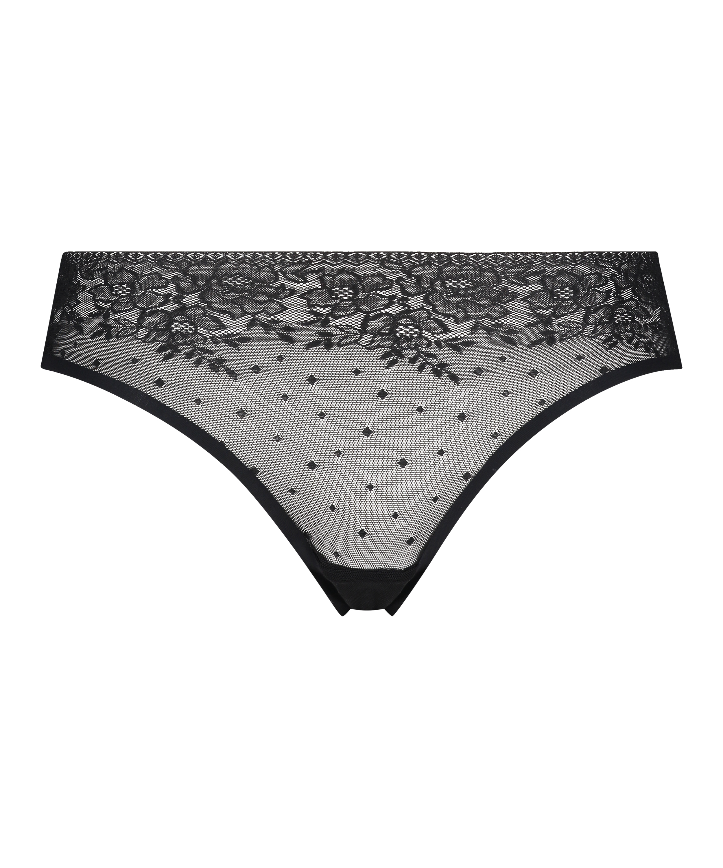 Invisible Slip brésilien Allover Lace (tout en dentelle), Noir, main