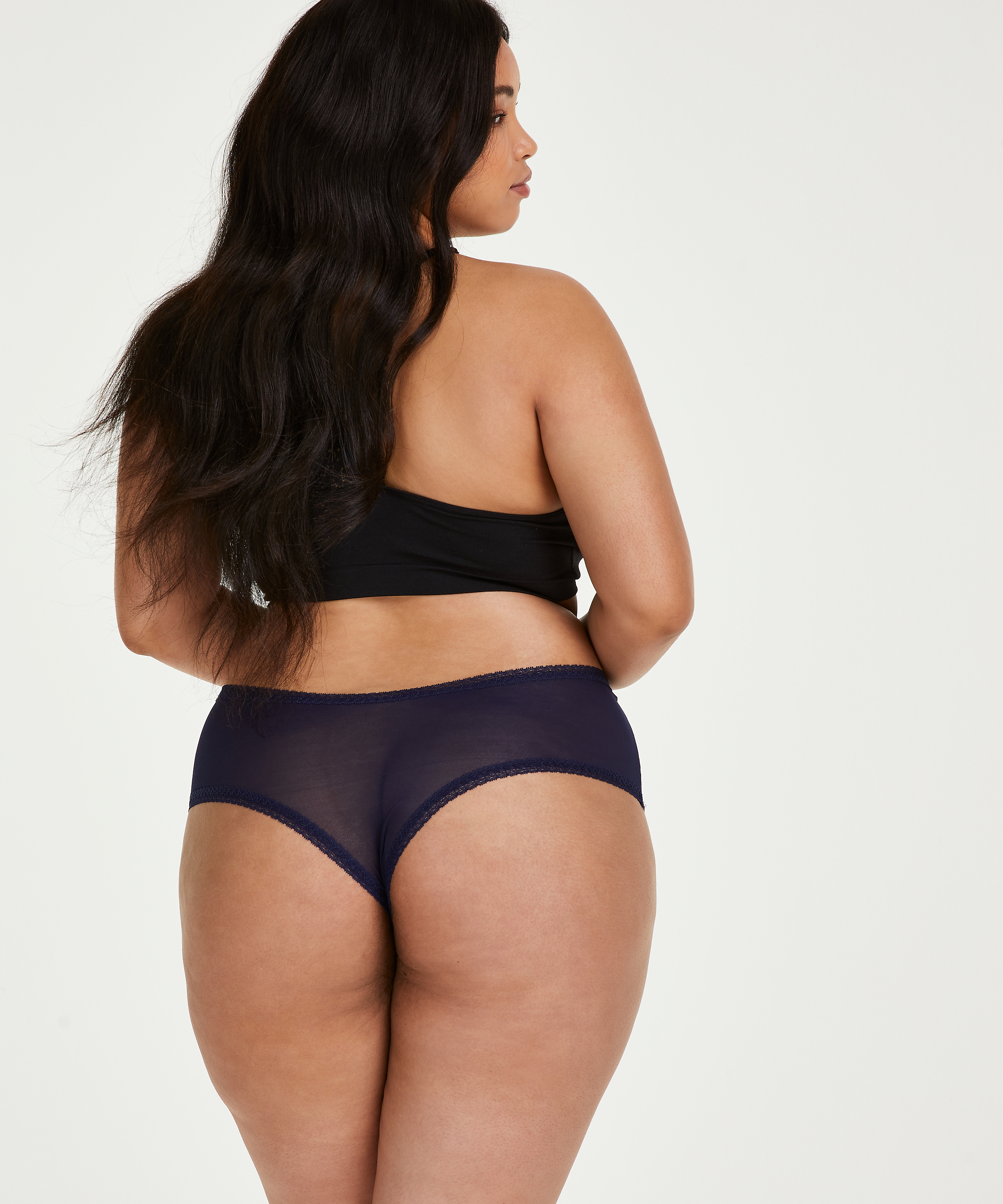 Slip brésilien en forme de V Franzi Curvy, Bleu, main