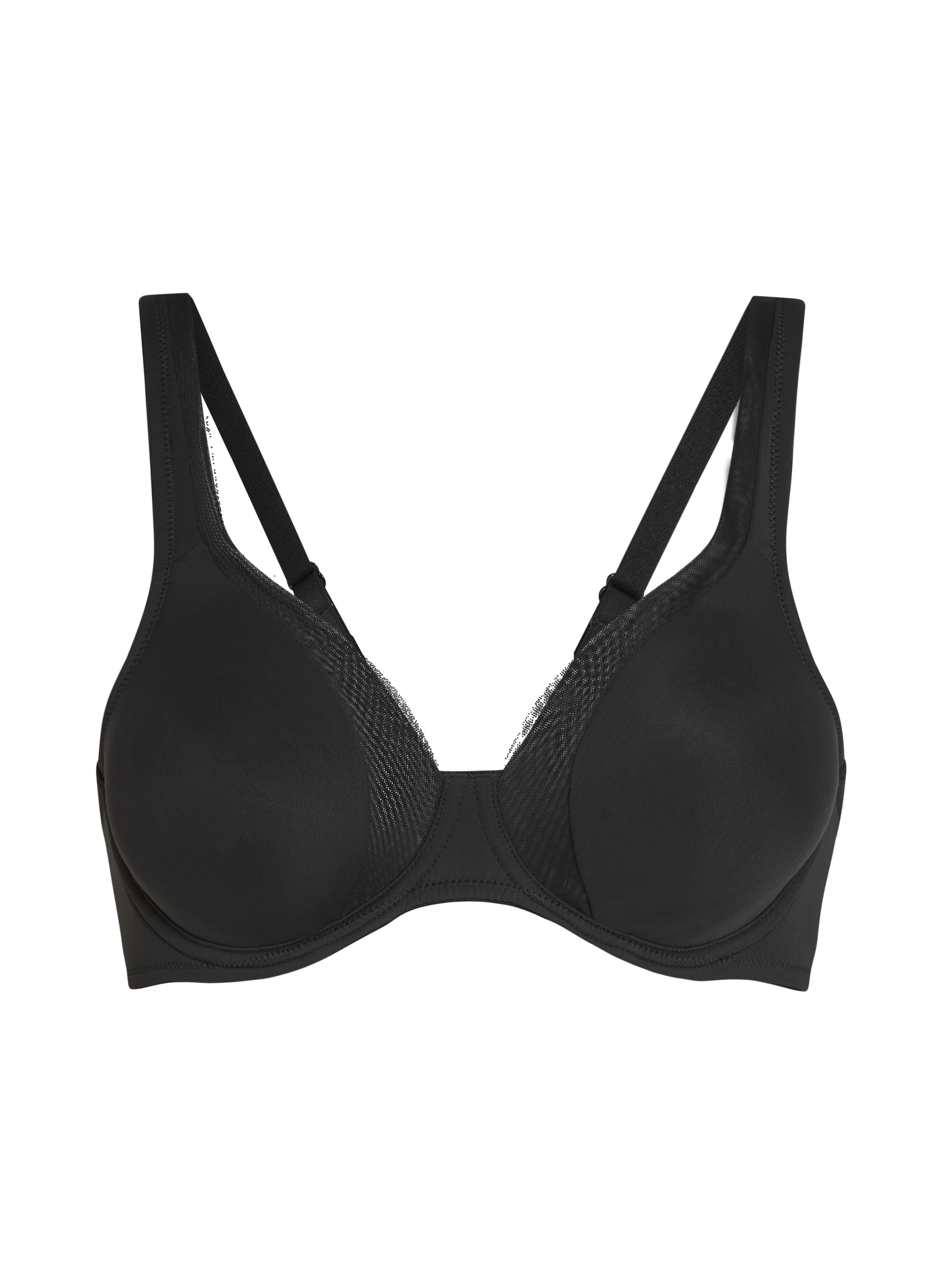 Soutien-gorge à armatures non-préformé en maille, Noir, main