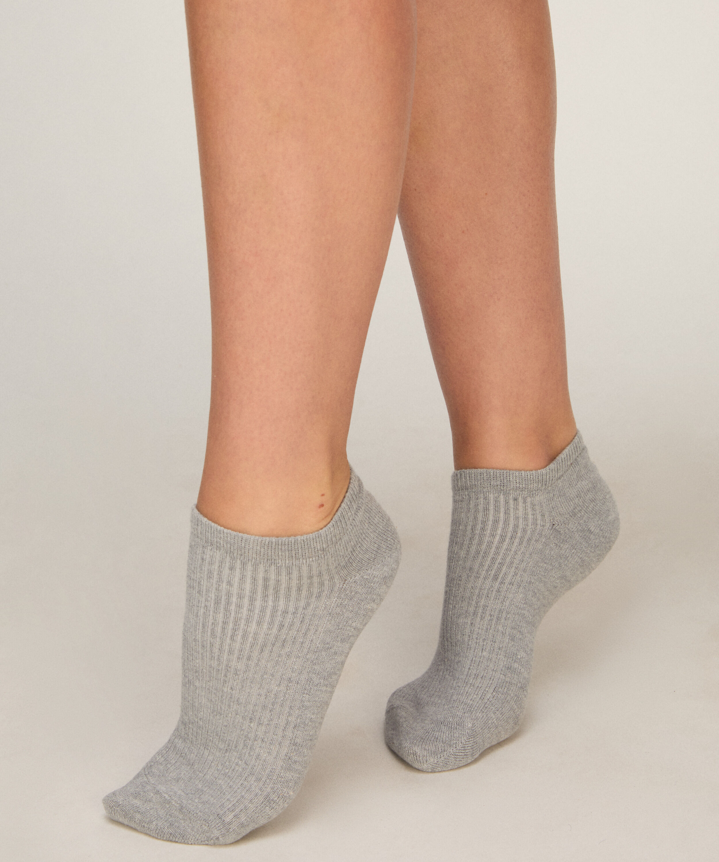 Lot de 3 Socquettes Sneaker en Coton, Gris