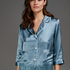 Veste de pyjama en soie, Bleu