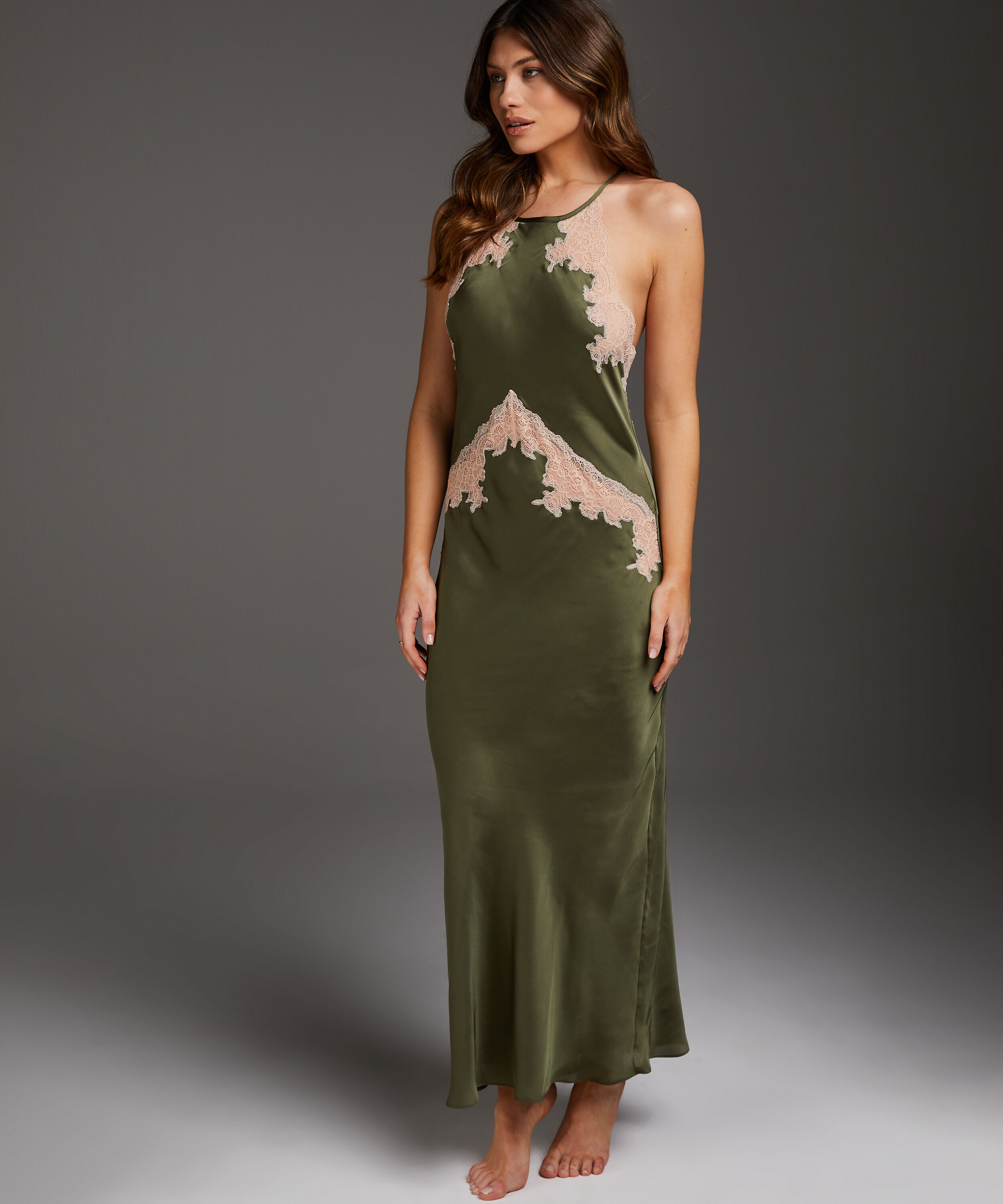 Nuisette en satin Long, Vert