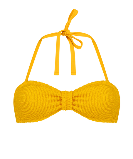 Haut de bikini bandeau Crinkle, Jaune