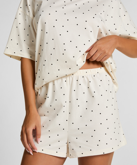 Pyjama Set Cotton Jersey Short, Blanc