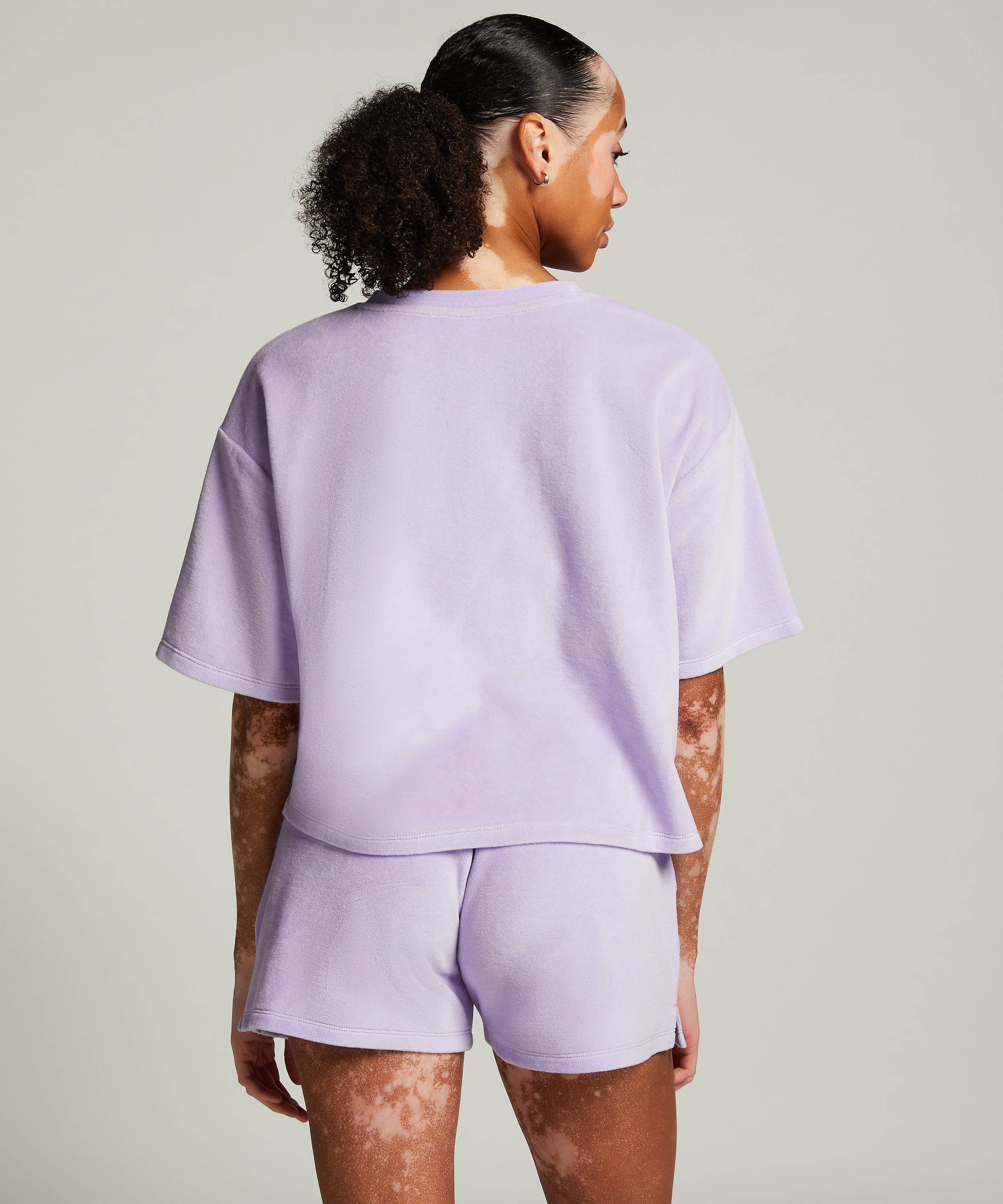 Top velours manches courtes, Violet, main