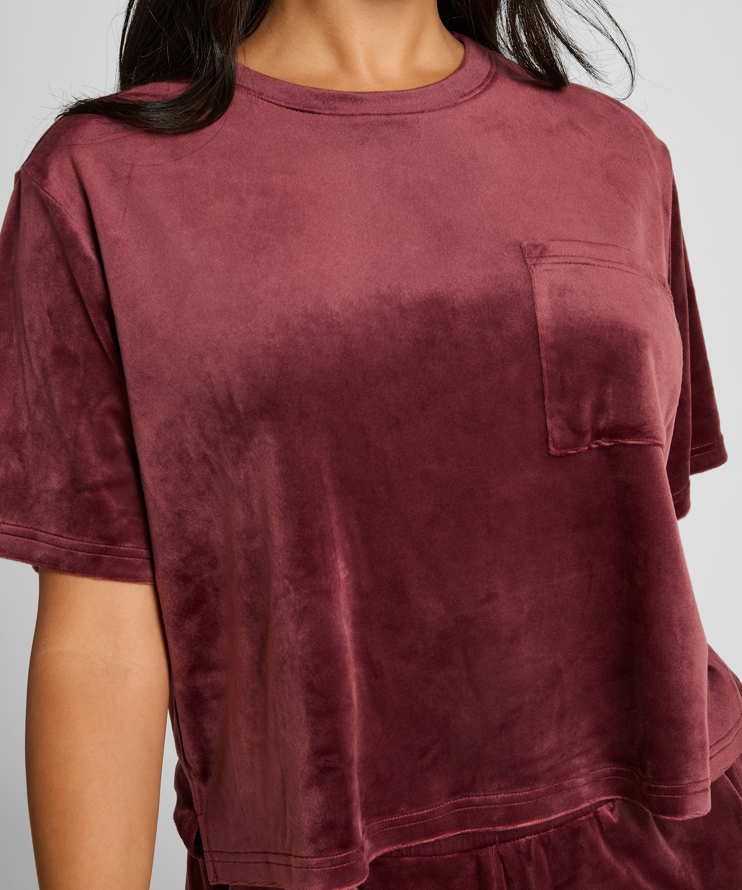 Top Velours Pocket, Rouge, main