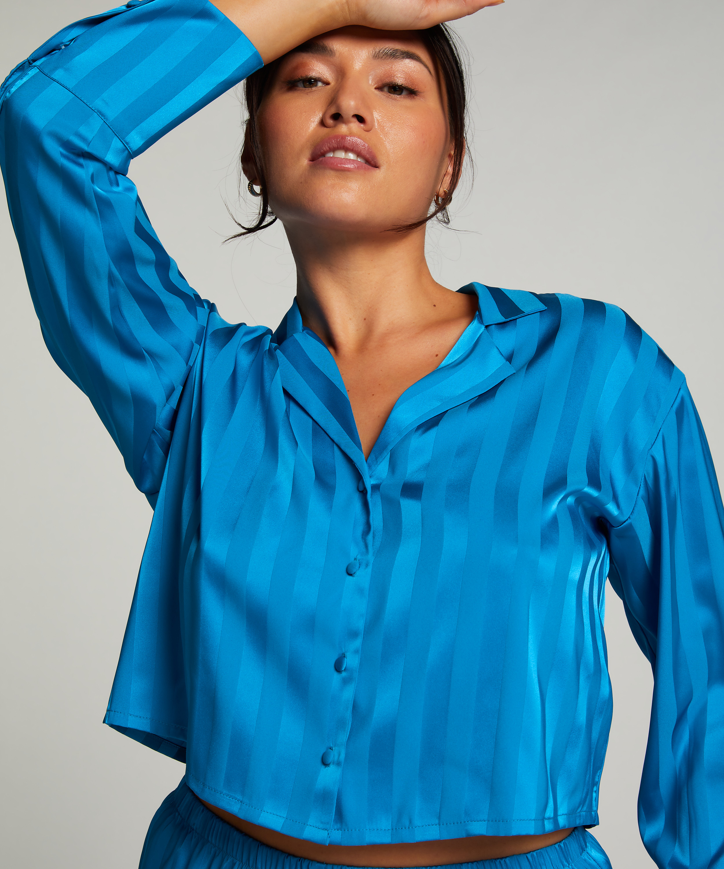 Veste à manches longues Satin, Bleu, main