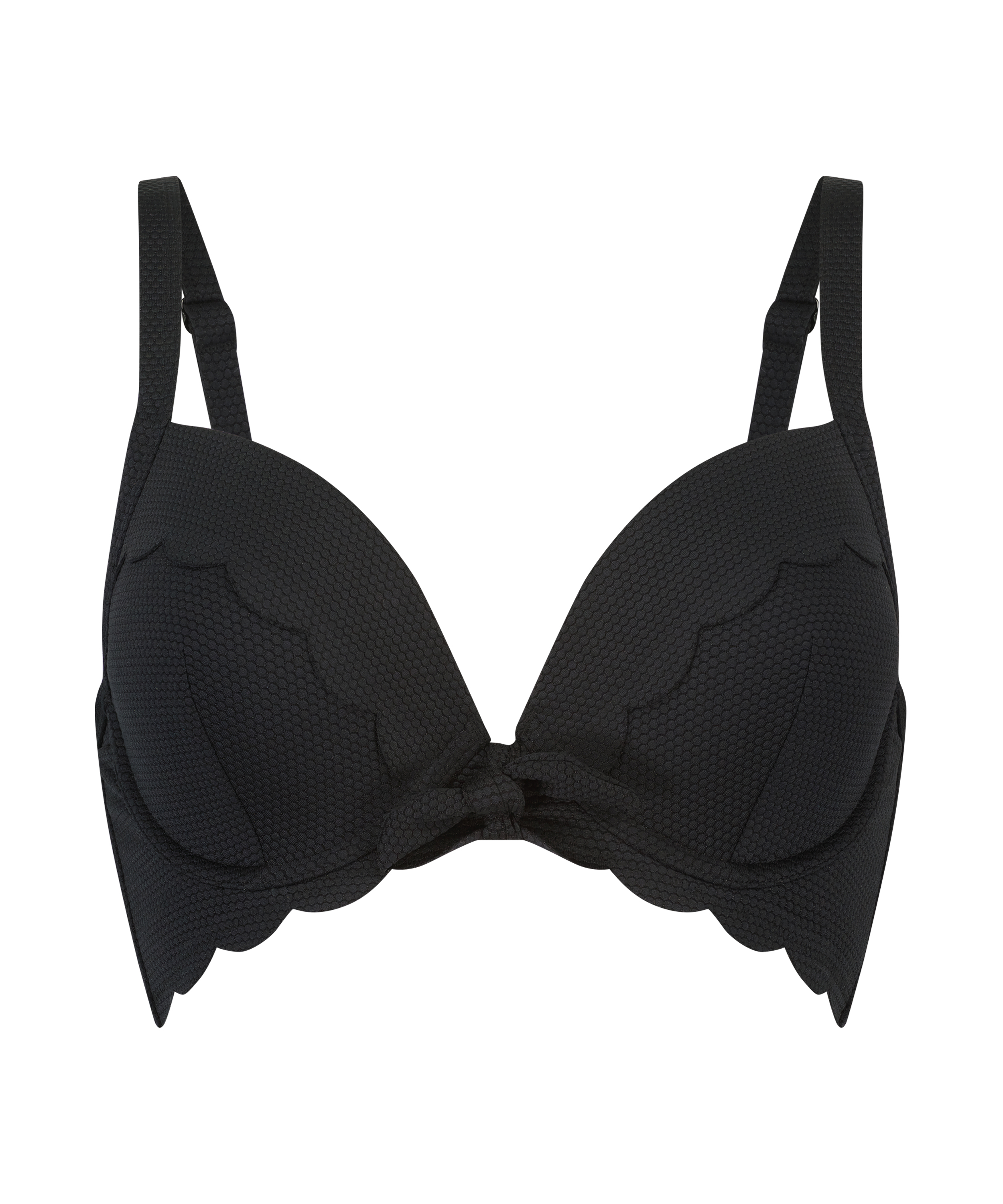 Haut de bikini préformé à armatures Scallop, Noir, main