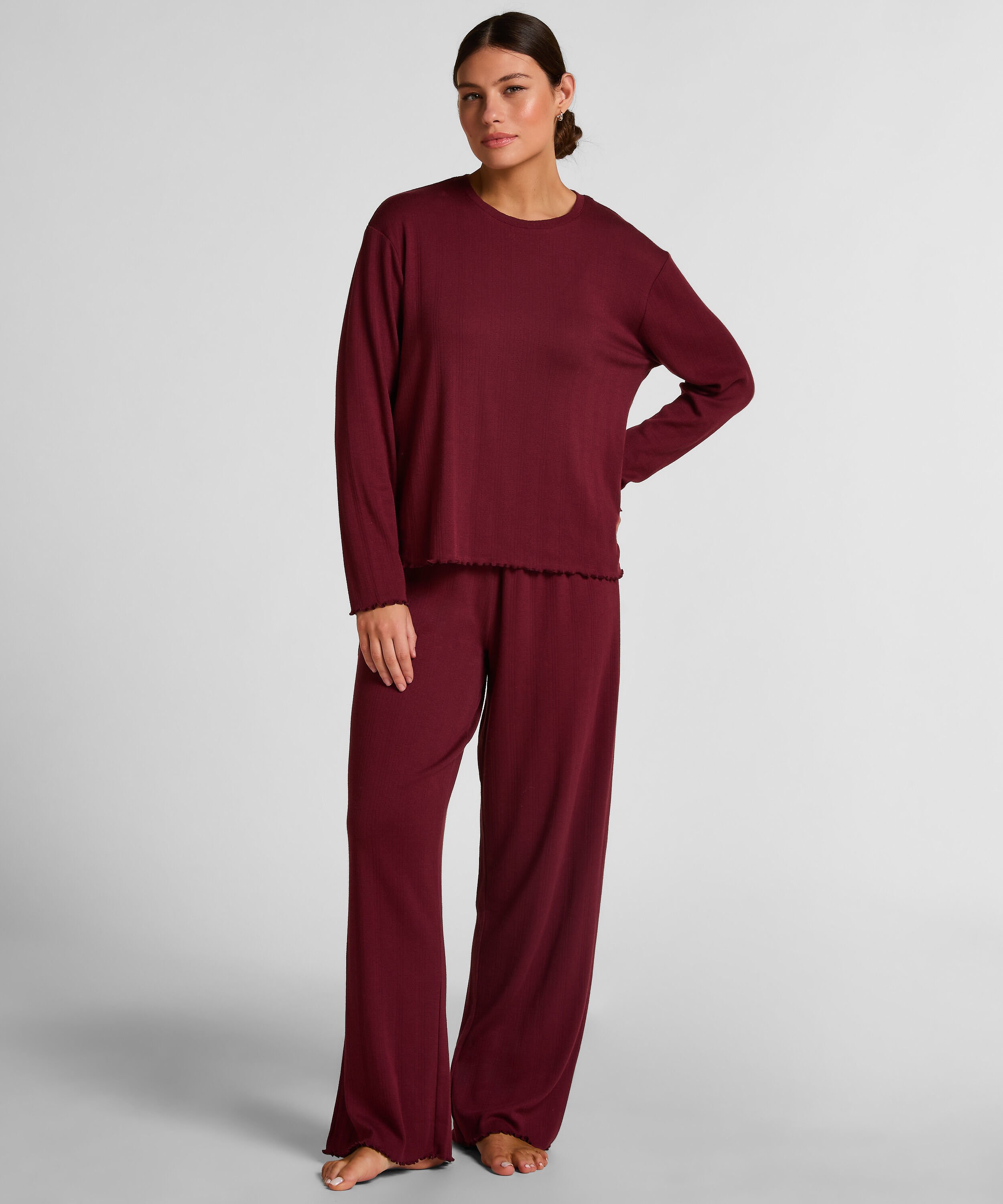 Pyjama Pant Loose Pointelle, Rouge Pyjama Pant Loose Pointelle, Rouge