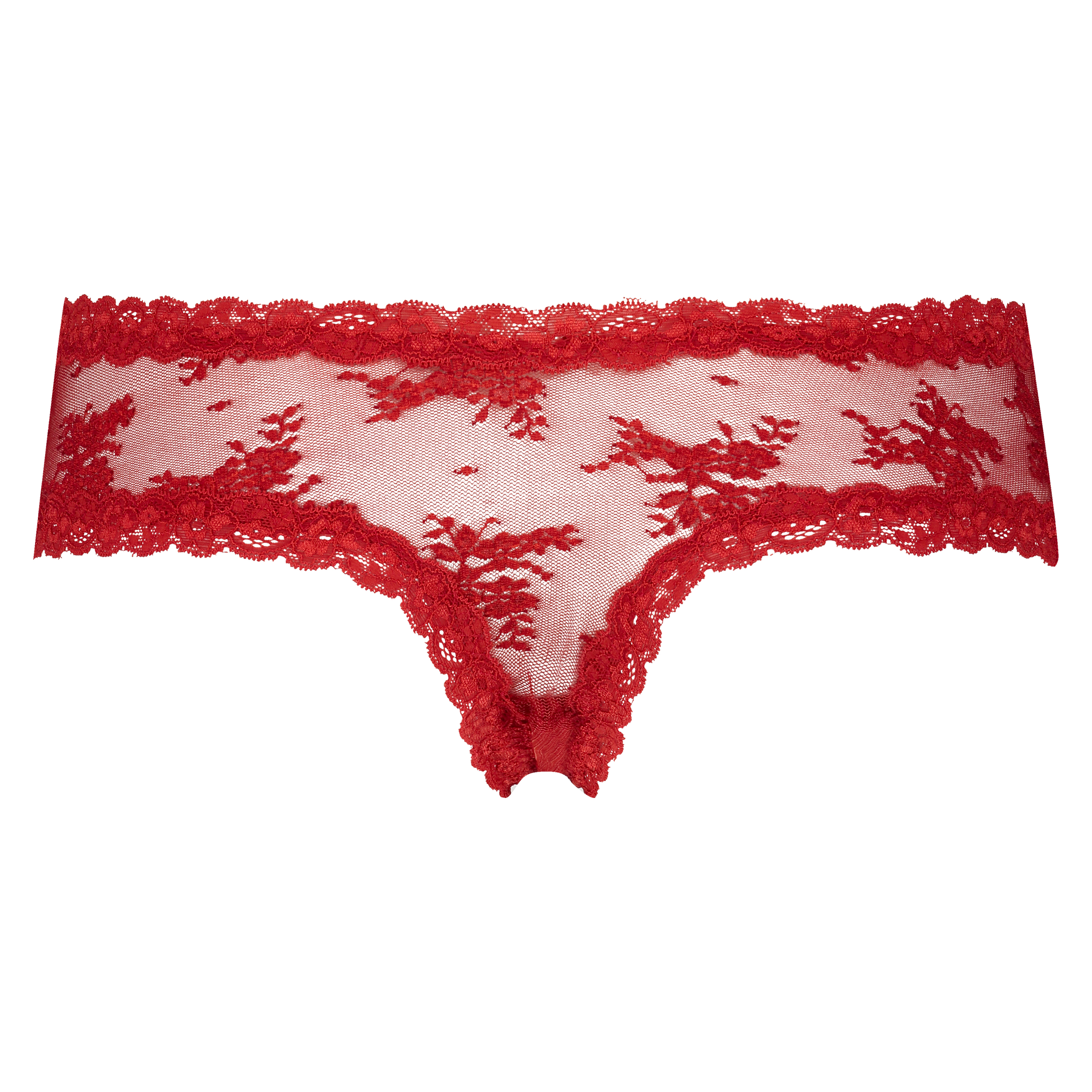 Slip br&eacute;silien V-shape Floral Mesh, Rouge, main