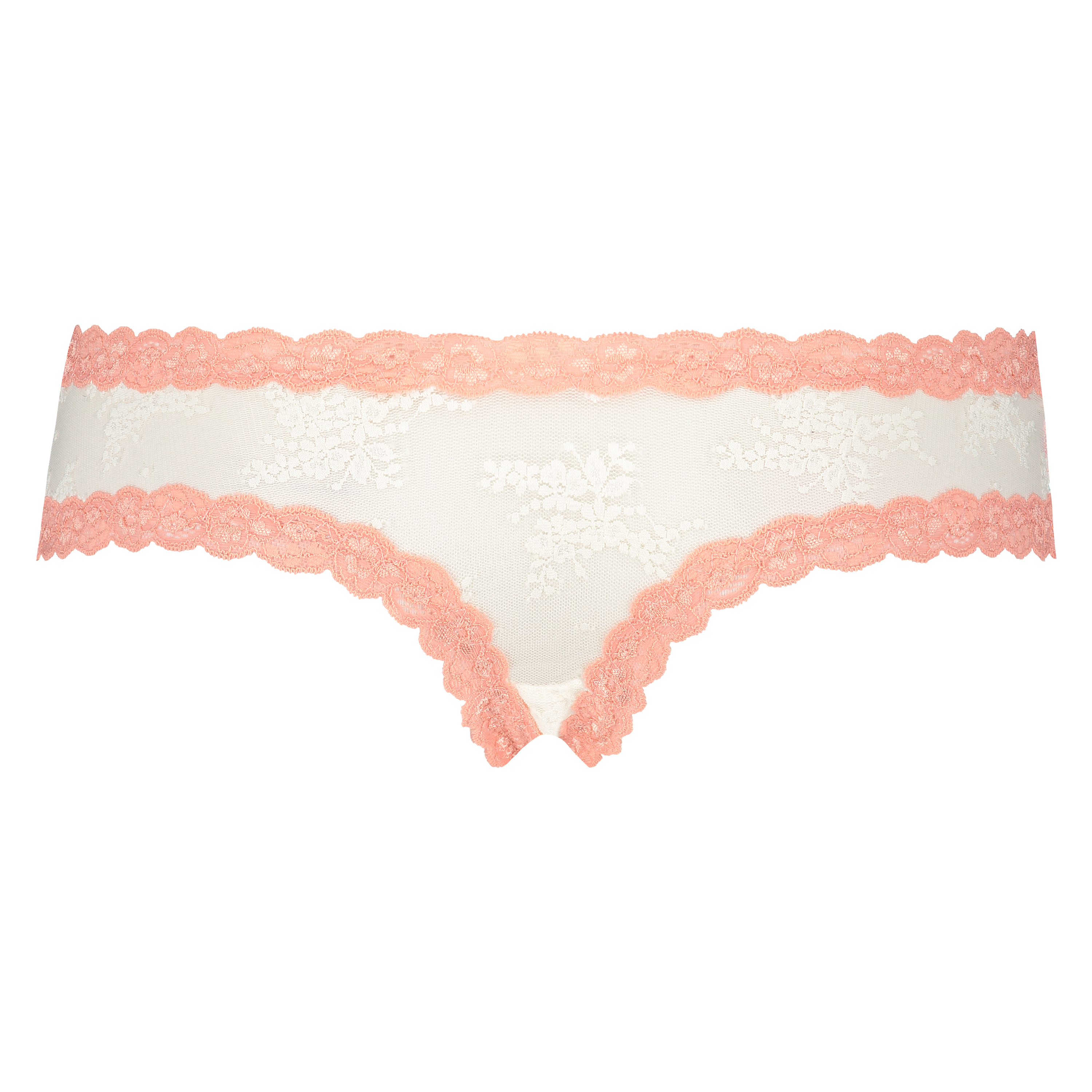 Slip br&eacute;silien V-shape Floral Mesh, Blanc, main