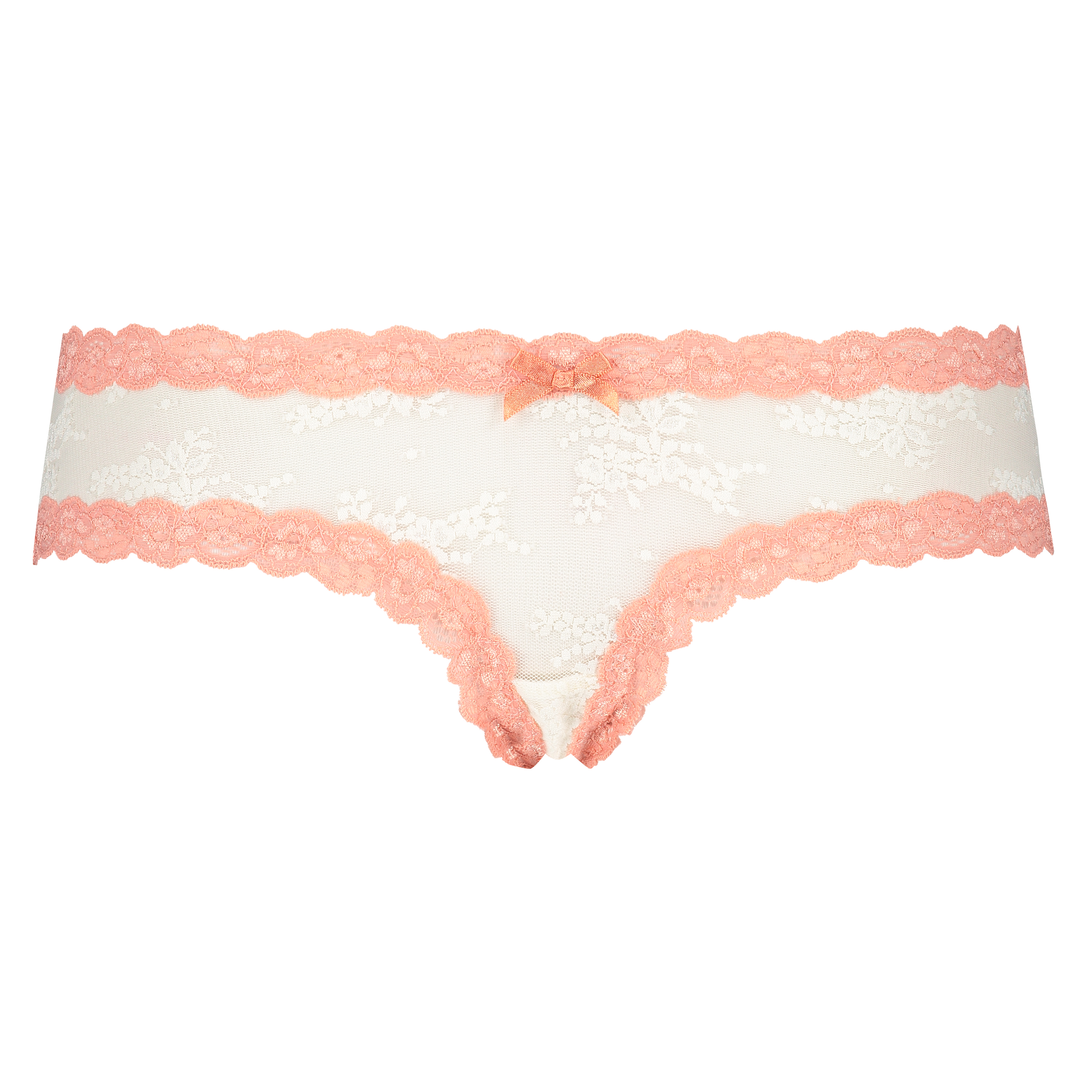 Slip br&eacute;silien V-shape Floral Mesh, Blanc, main