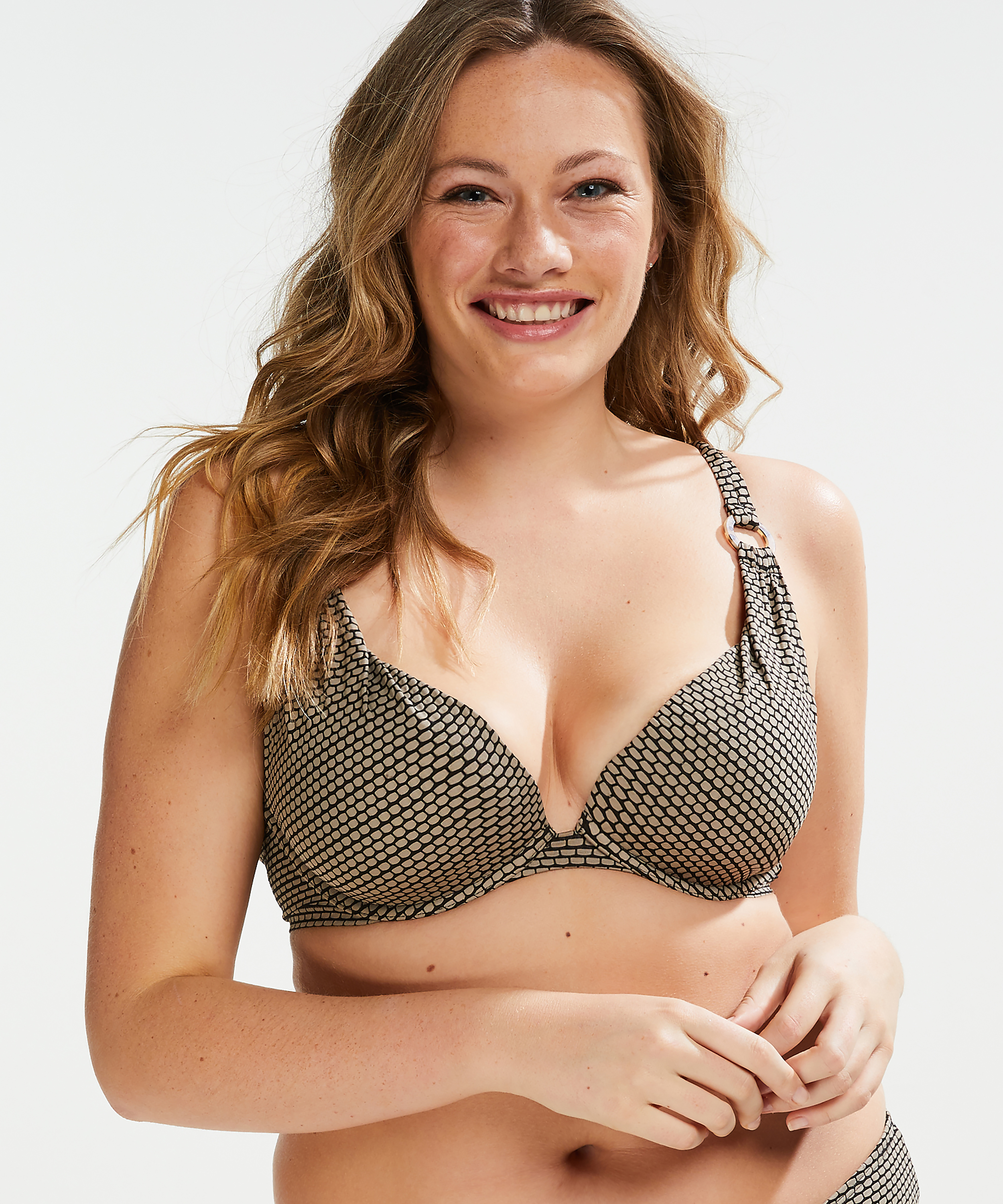 Haut de bikini &agrave; armatures pr&eacute;form&eacute; Fango Taille E +, marron, main