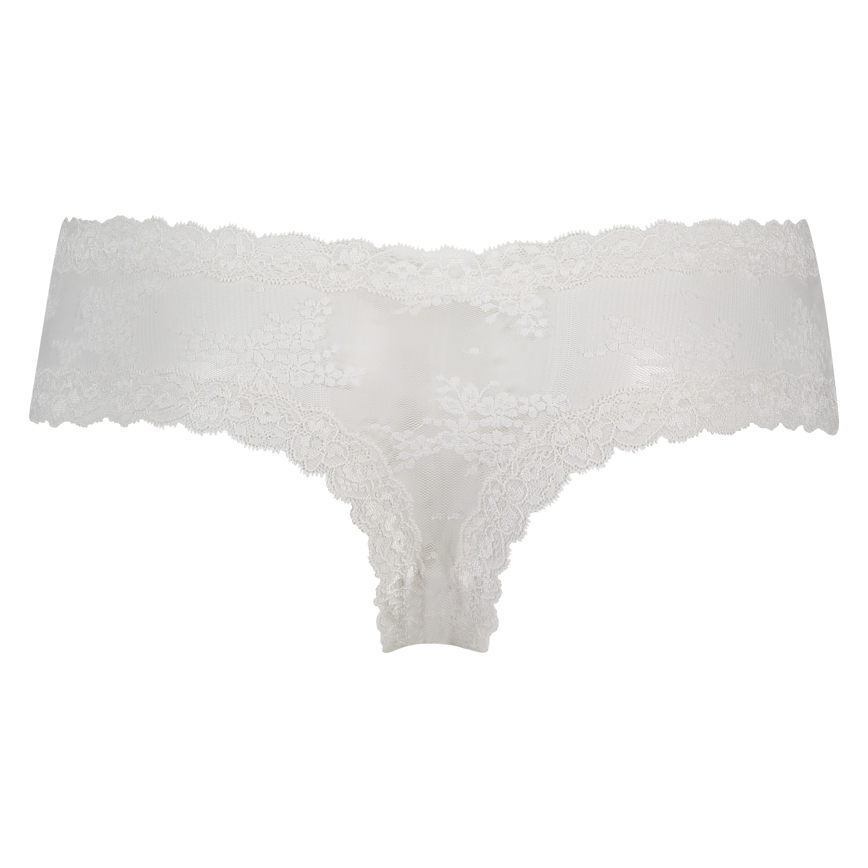 Slip br&eacute;silien V-shape Floral Mesh, Blanc, main