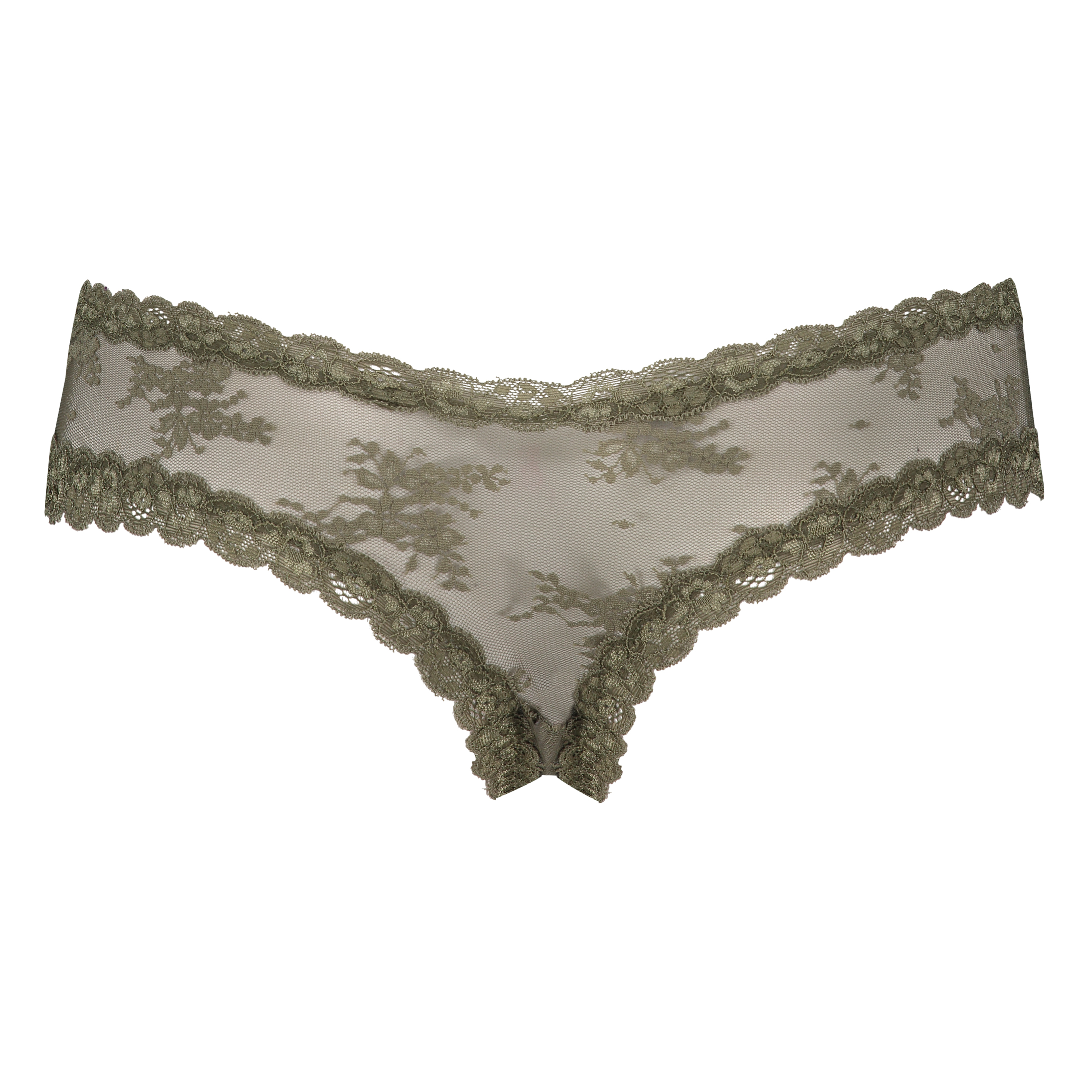 Slip br&eacute;silien V-shape Floral Mesh, Vert, main