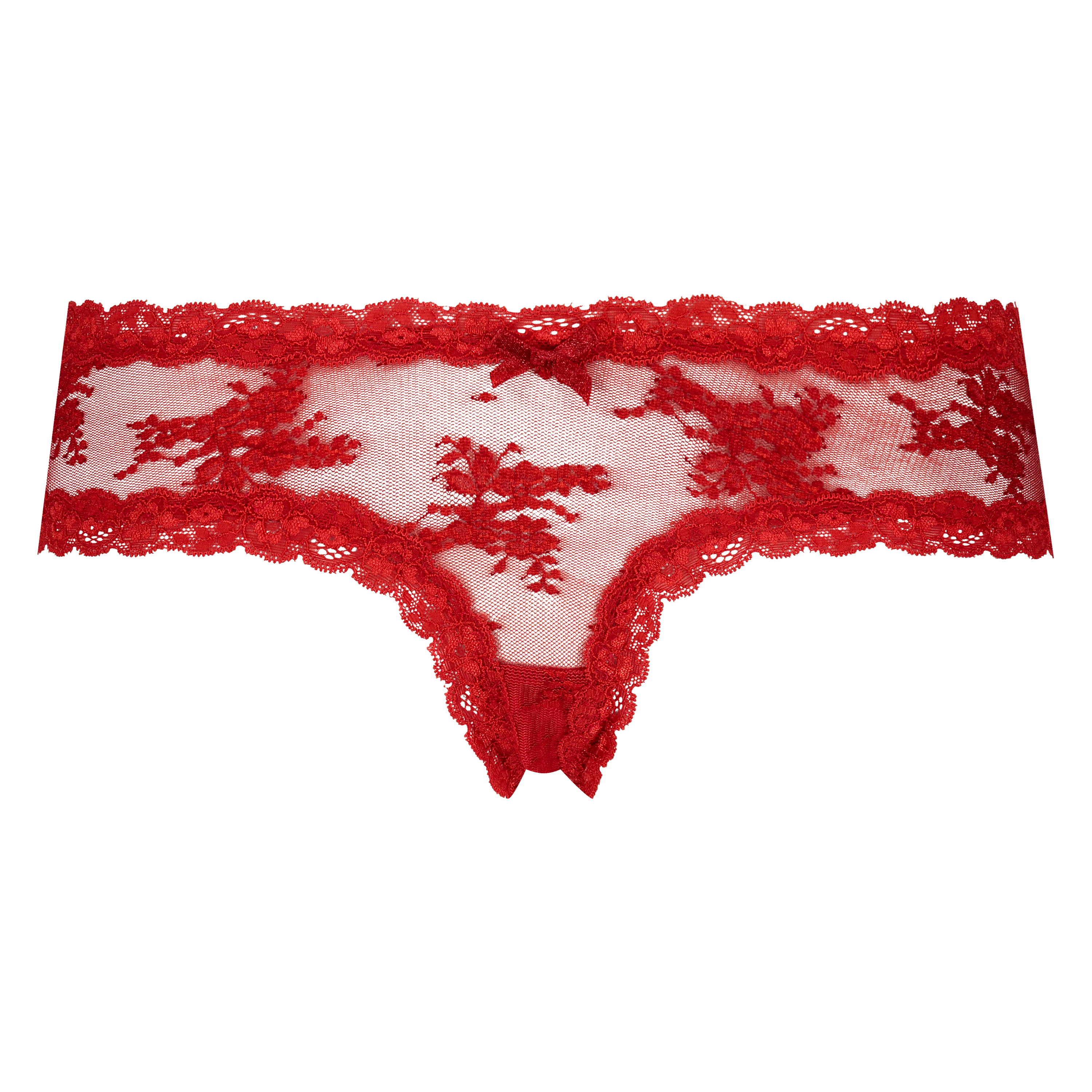 Slip br&eacute;silien V-shape Floral Mesh, Rouge, main