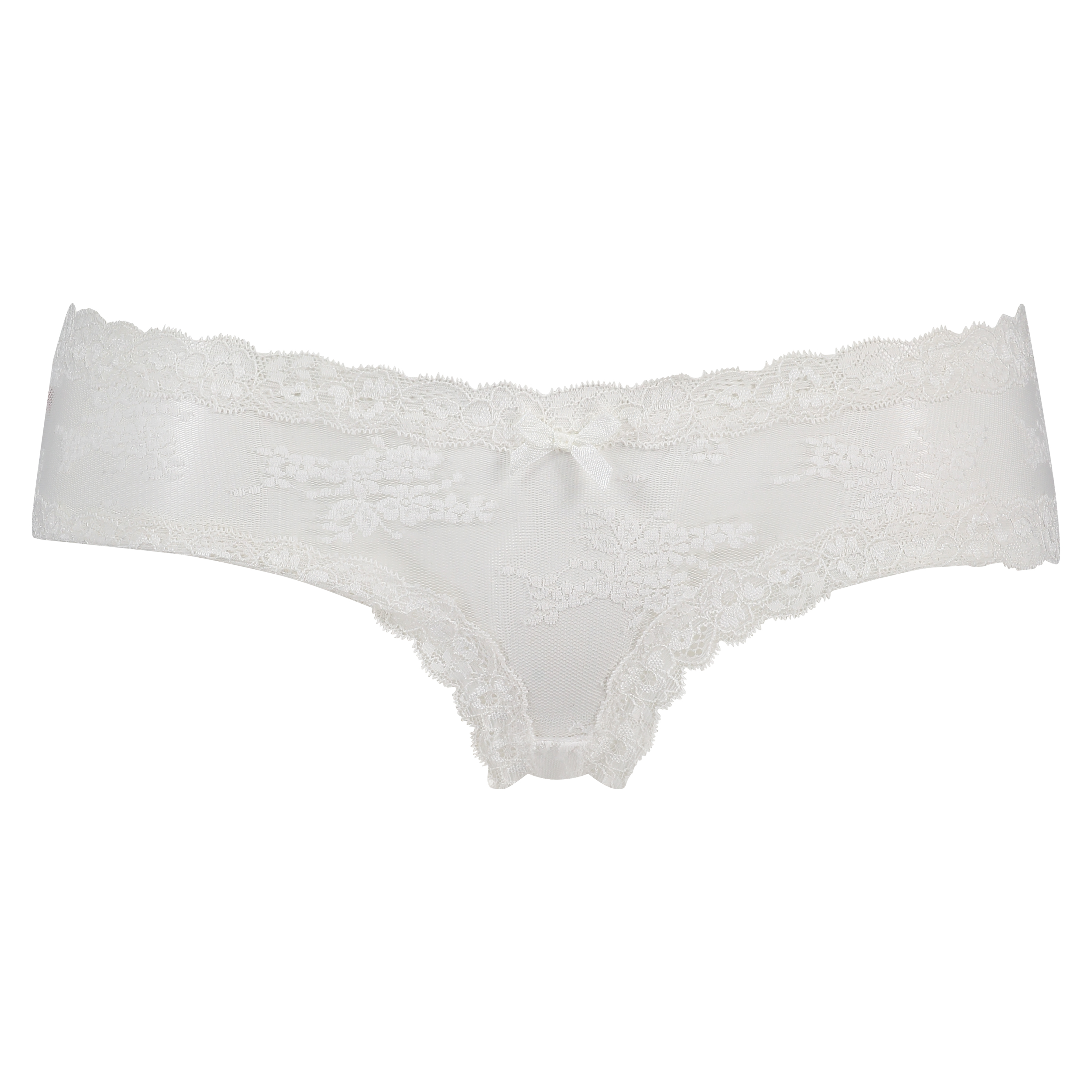 Slip br&eacute;silien V-shape Floral Mesh, Blanc, main