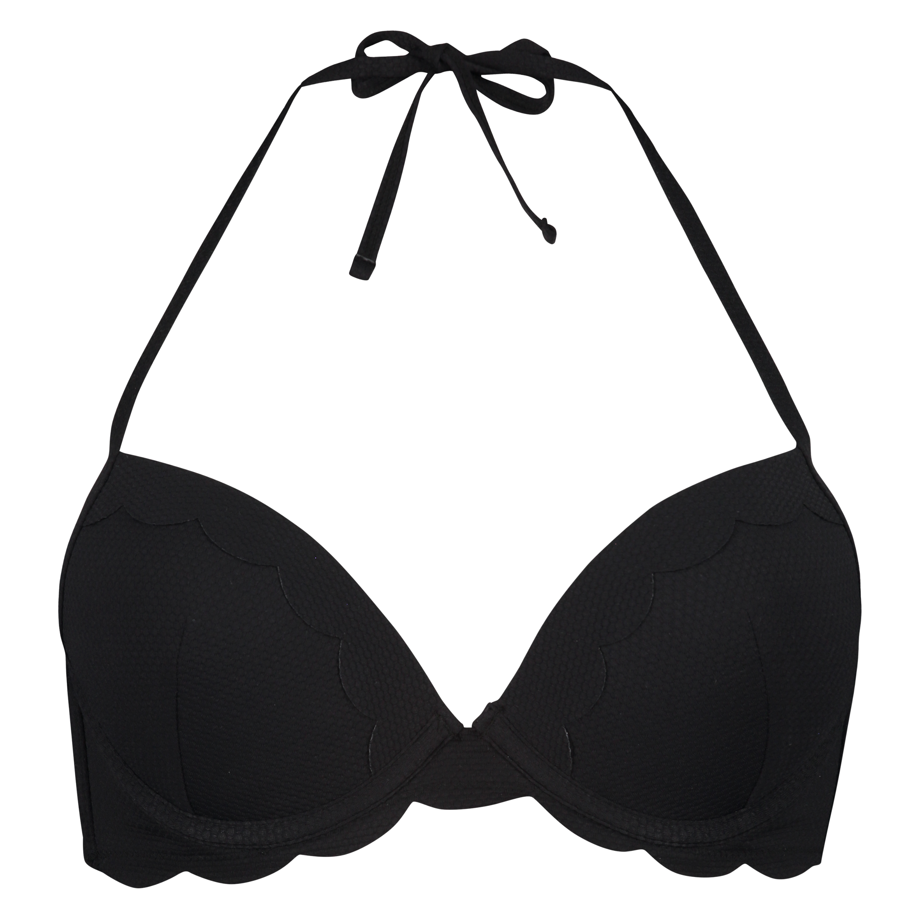 Haut de bikini &agrave; armatures &agrave; effet push-up pr&eacute;form&eacute; Scallop Goddess Taille A - E, Noir, main