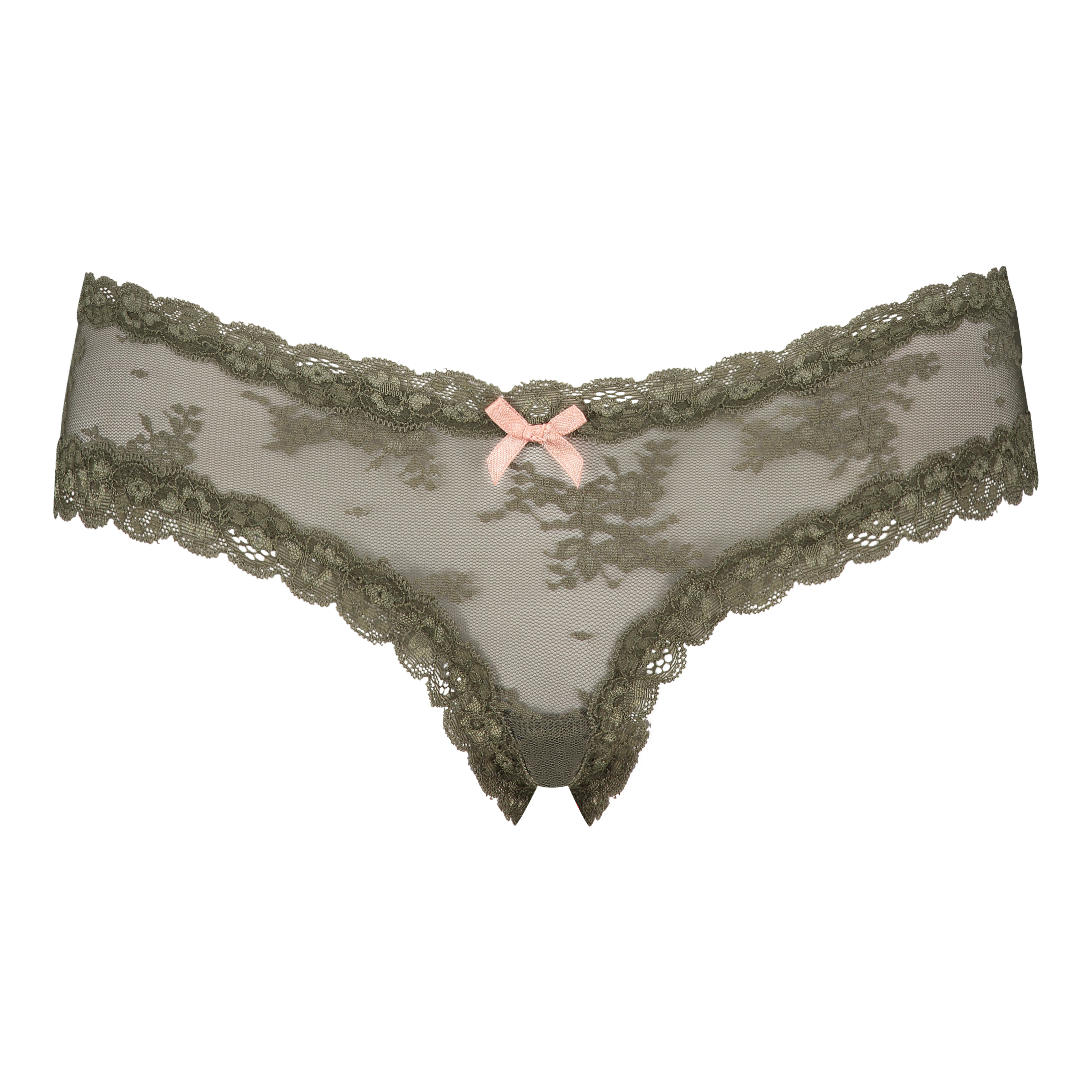 Slip br&eacute;silien V-shape Floral Mesh, Vert, main